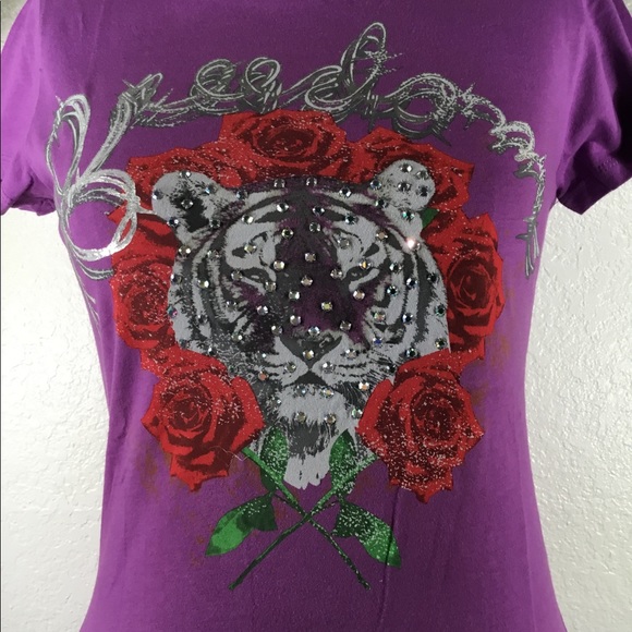 4 Love and Liberty by Johnny Was Swarovski Tiger Tee S NWT